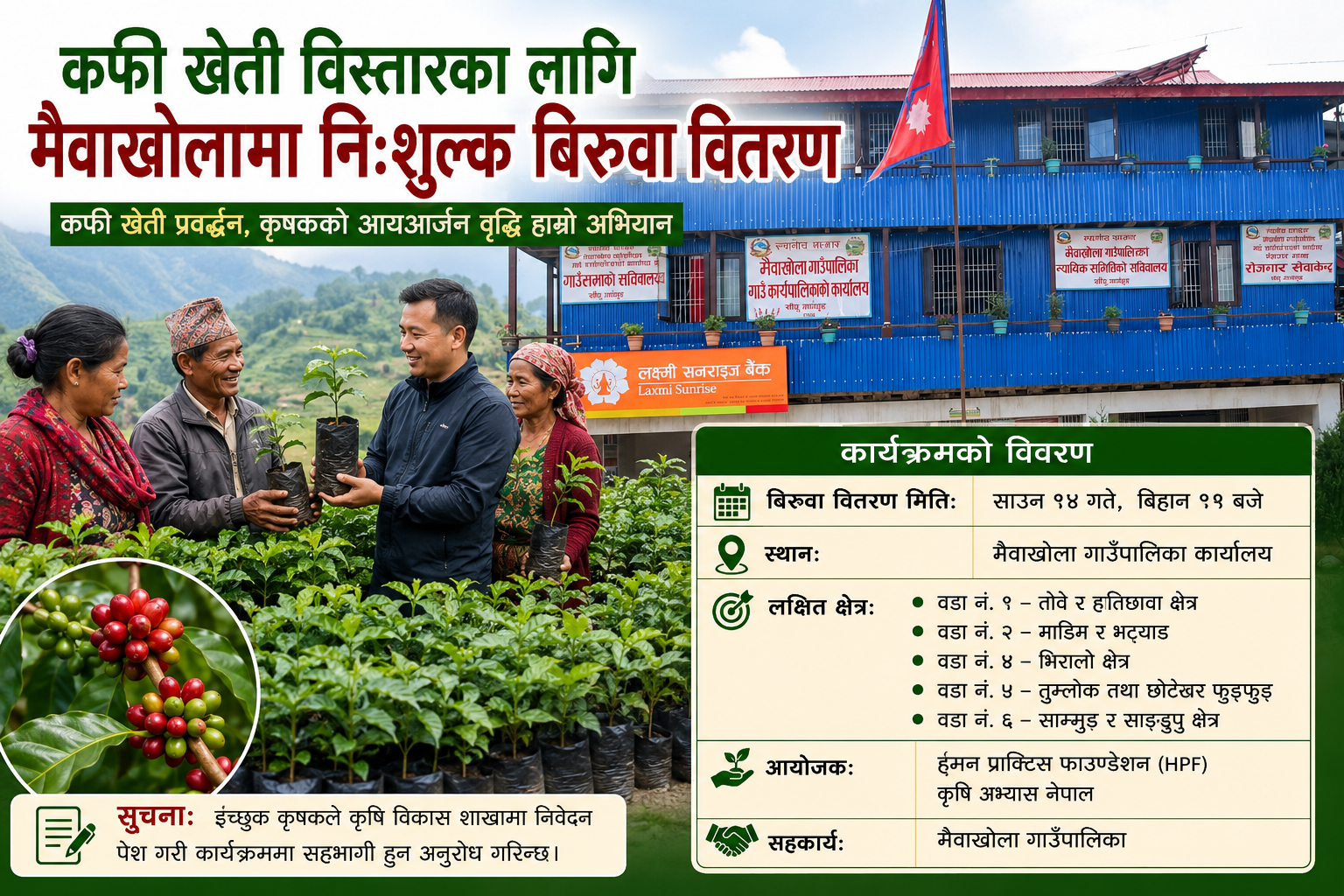 कफी खेती विस्तारका लागि मैवाखोलामा निःशुल्क बिरुवा वितरण